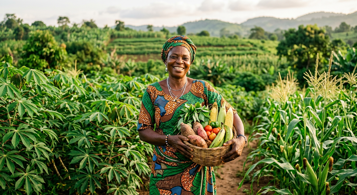 A farmer in a green field
